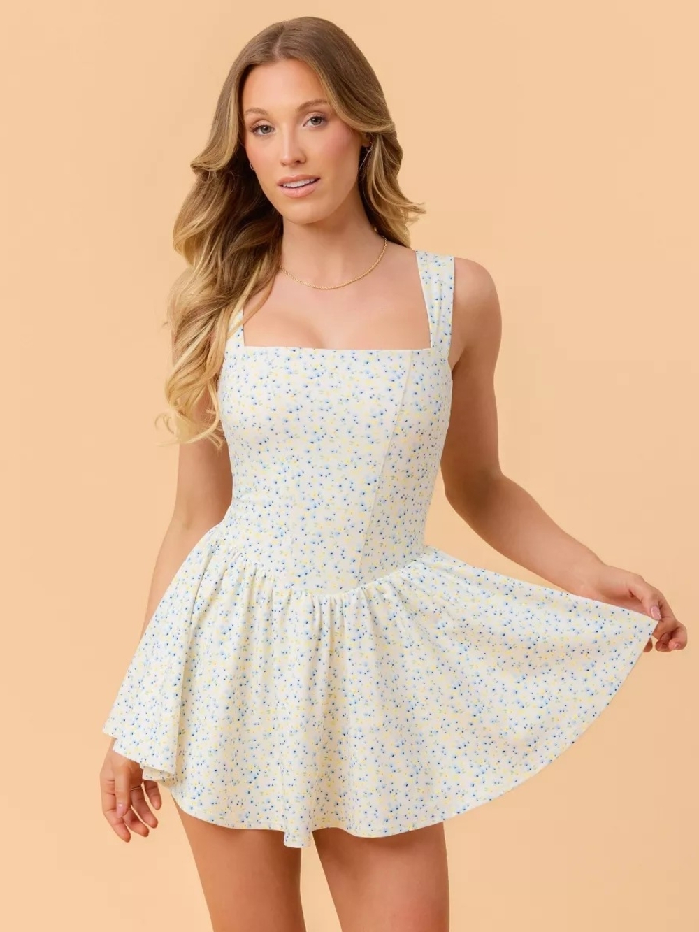 BNWT Blogilates Women's Mommy & Me Princess Bow Back Dress (White Floral)